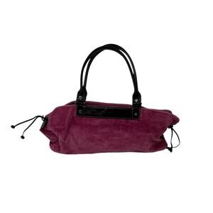 Kate Spade New York Corduroy Barrel-Satchel Bag Style #12324 Berry/Black Leather